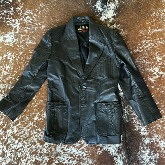 VINTAGE SEAL LEATHER JACKET - Picture 1 of 6